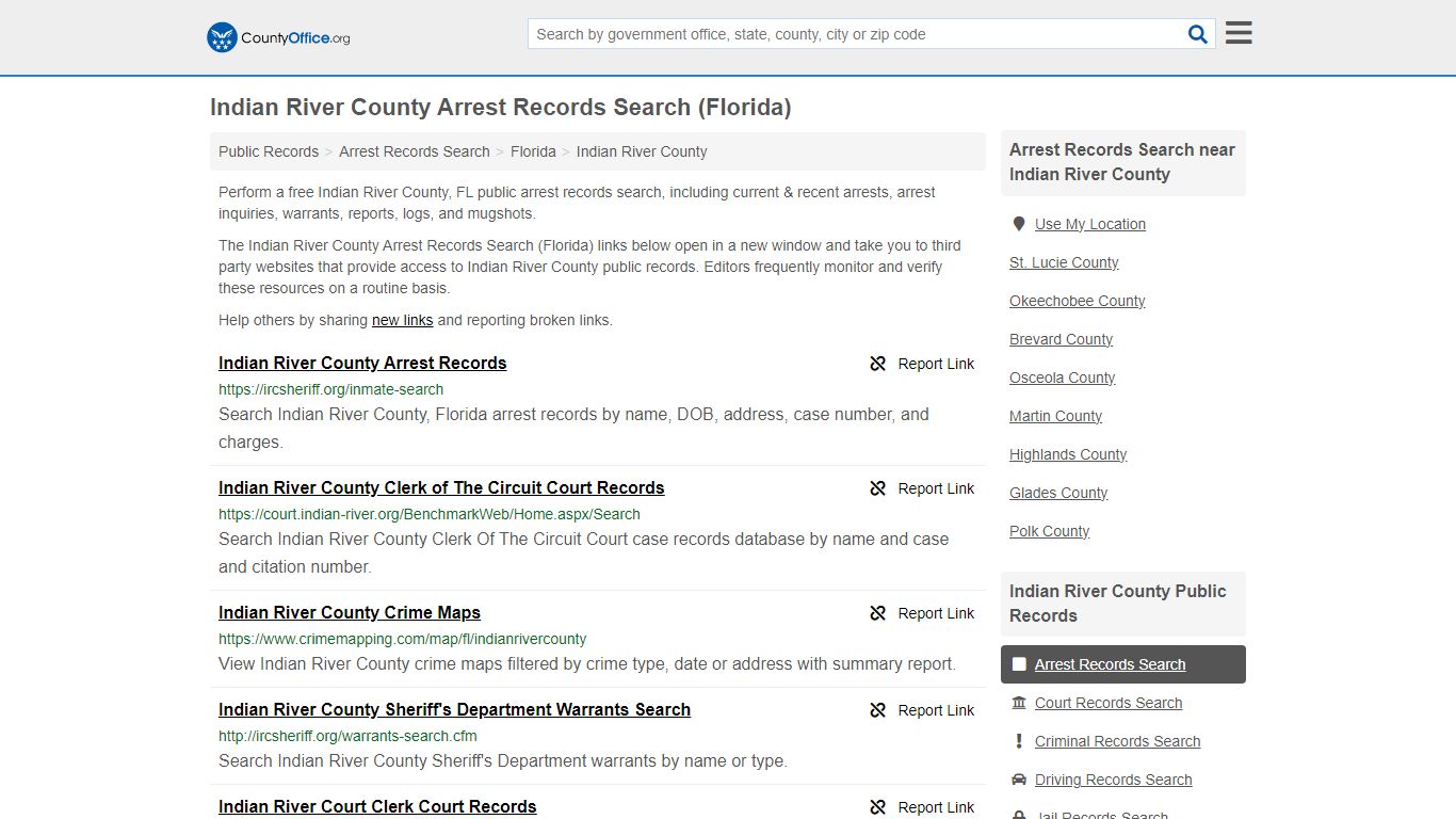 Indian River County Arrest Records Search (Florida)