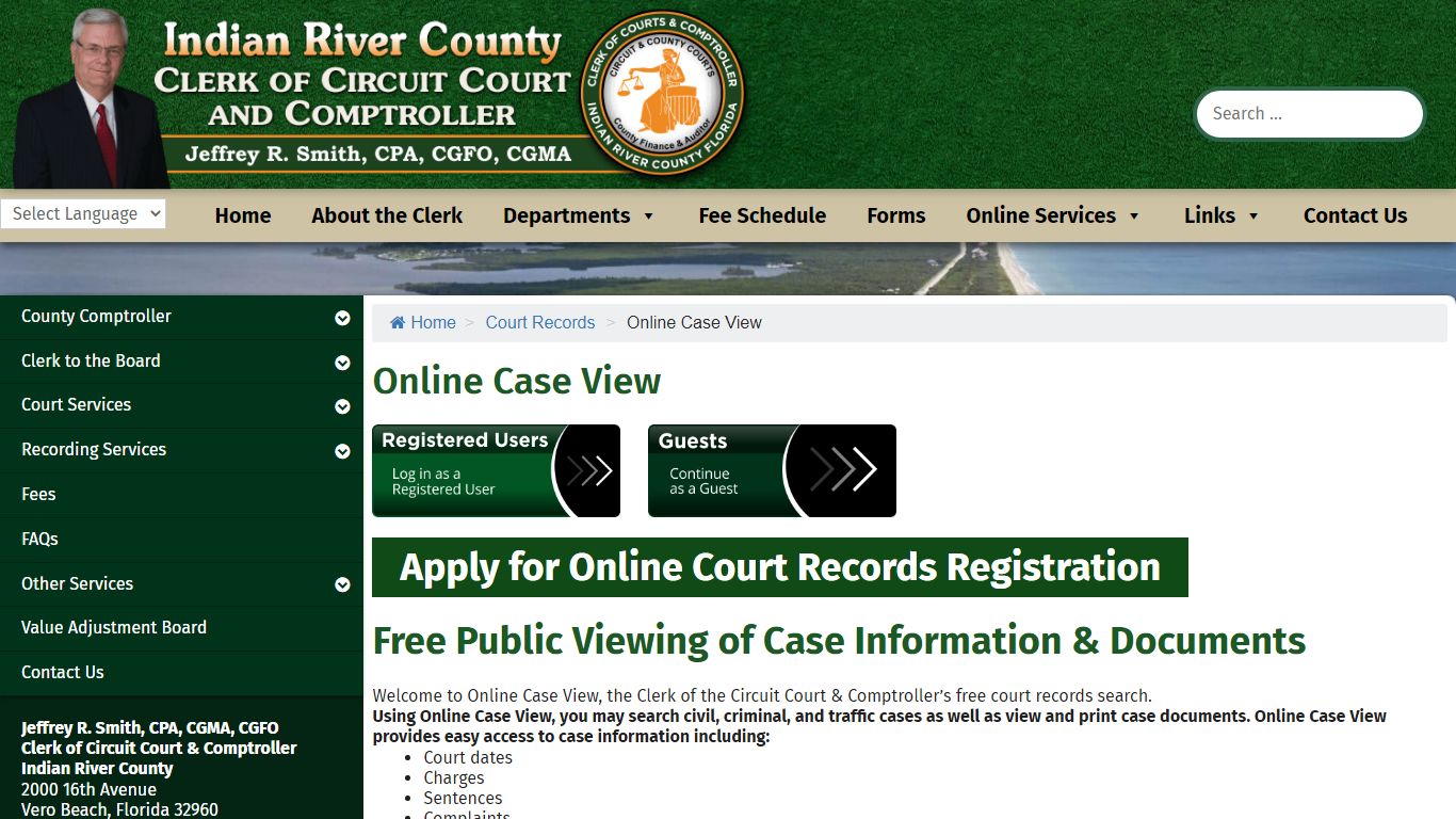 Online Case View – Indian River Clerk of the Circuit Court & Comptroller