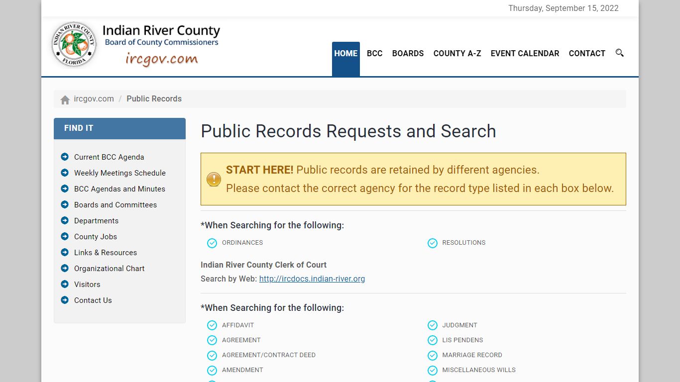 Public Records Requests and Search - Indian River County, Florida